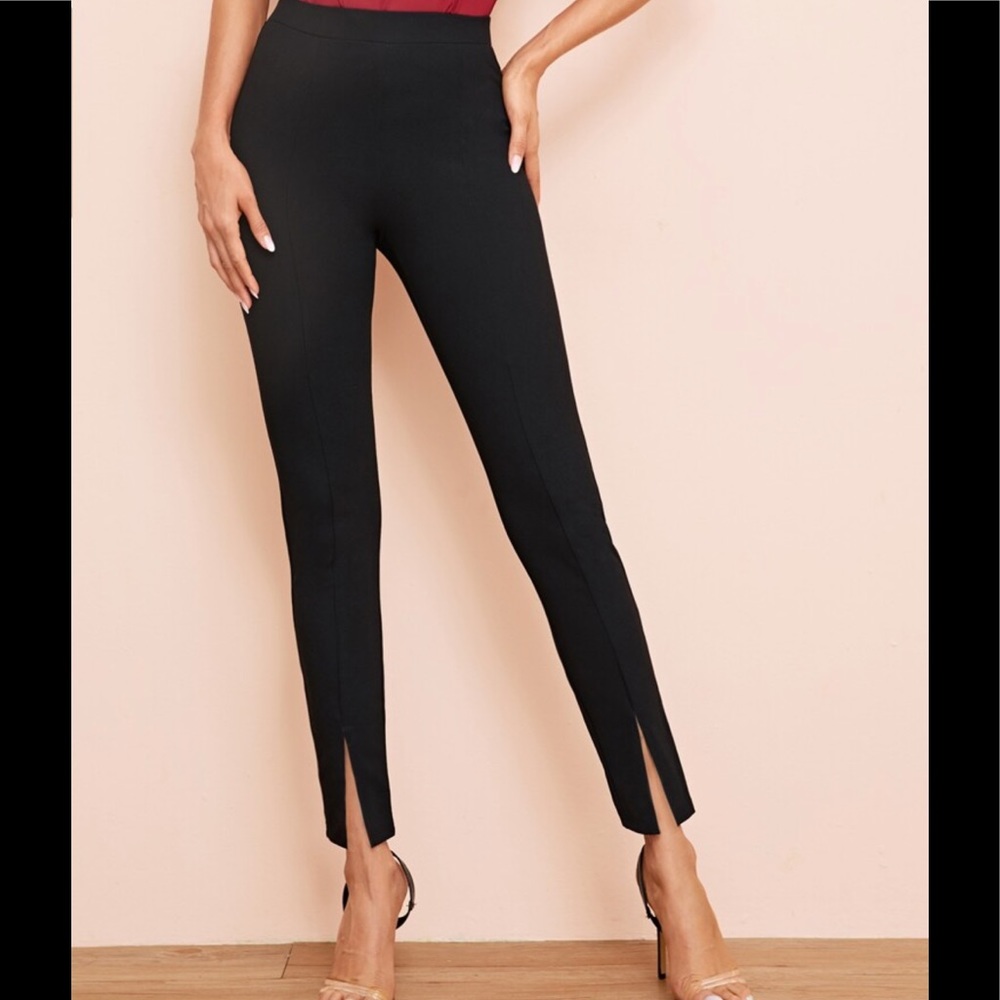 NWOT High waist cropped split front dress pants